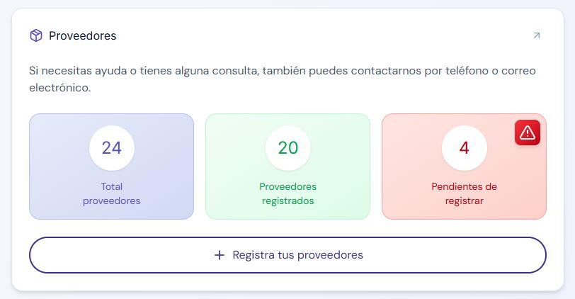 Pantalla de Signo destinada a la gestión de proveedores y documentación relacionada
